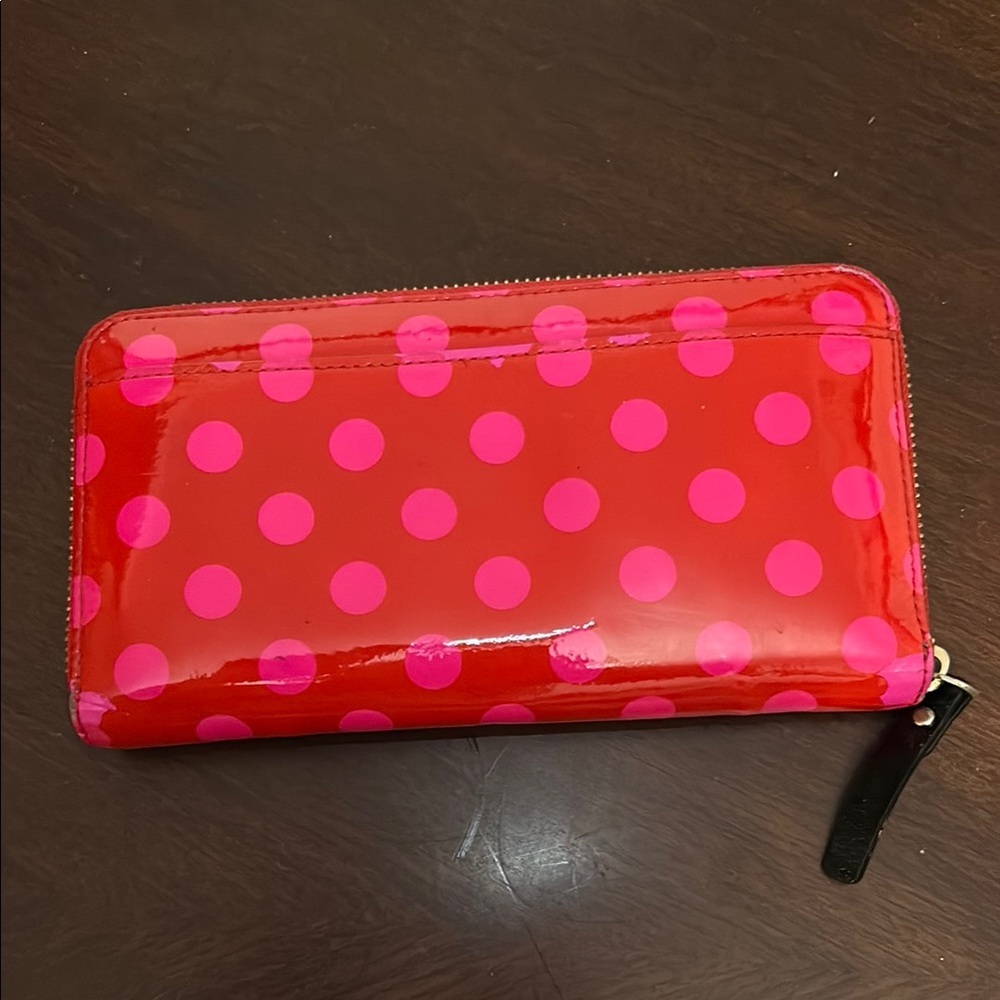 Kate Spade Red and Pink Polka Dot Carlisle Street Lacey Wallet - Picture 3 of 14